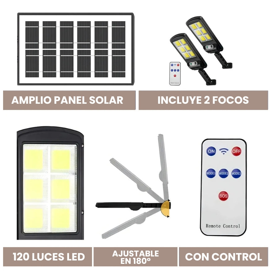 PROMO 2X1 | FOCOS SOLARES LUZ LED PARA EXTERIOR CON SENSOR DE MOVIMIENTO