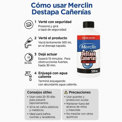 PROMO 2X1 | DESTAPACAÑERIAS MERCLIN + 3 REJILLAS ADHESIVAS + GUANTES DE REGALO
