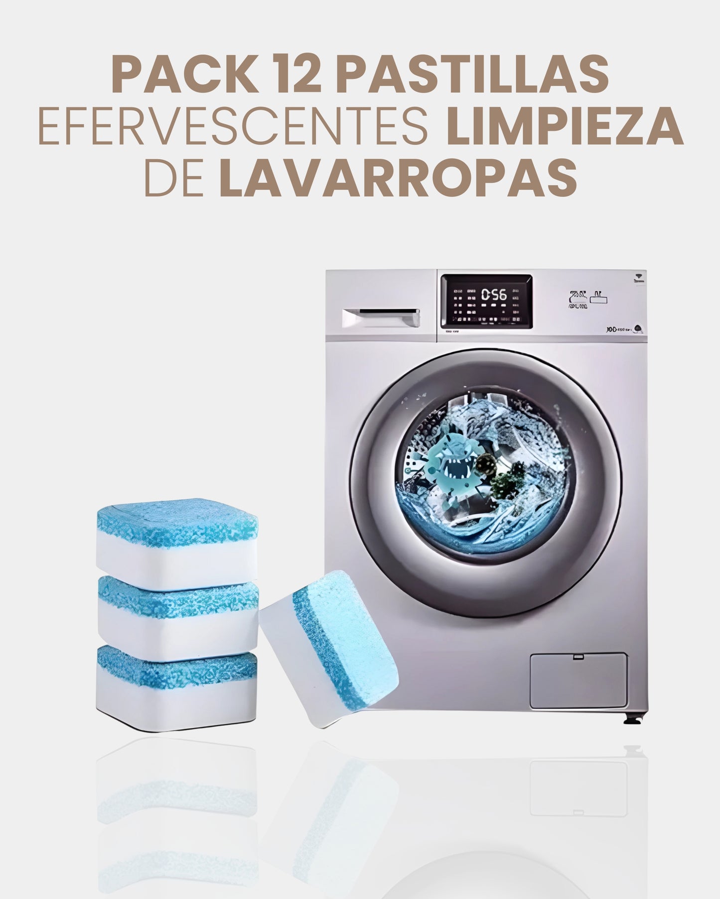 PACK 12 PASTILLAS EFERVESCENTES PARA LIMPIEZA DE LAVARROPAS