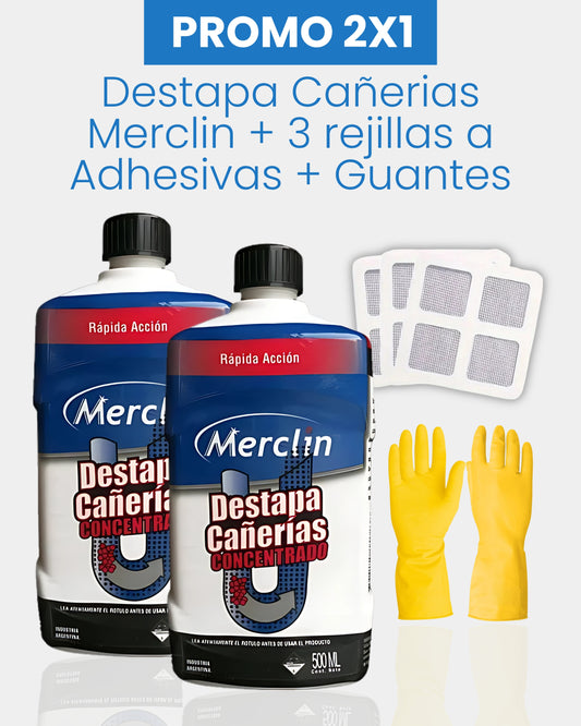 PROMO 2X1 | DESTAPACAÑERIAS MERCLIN + 3 REJILLAS ADHESIVAS + GUANTES DE REGALO