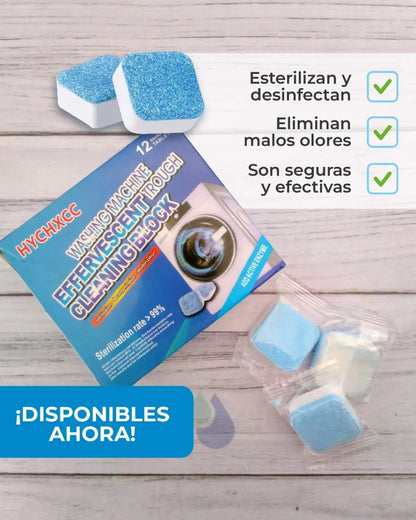 PACK 12 PASTILLAS EFERVESCENTES PARA LIMPIEZA DE LAVARROPAS