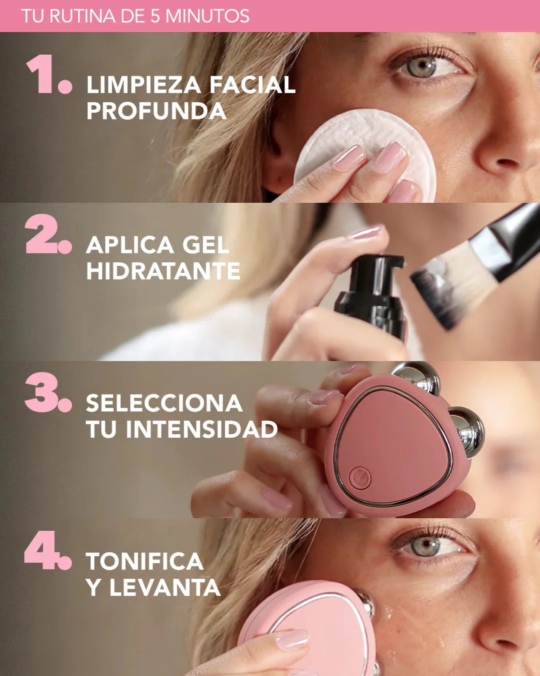 SKINDION | MASAJEADOR FACIAL DE MICROCORRIENTE + GEL CONDUCTOR DE REGALO