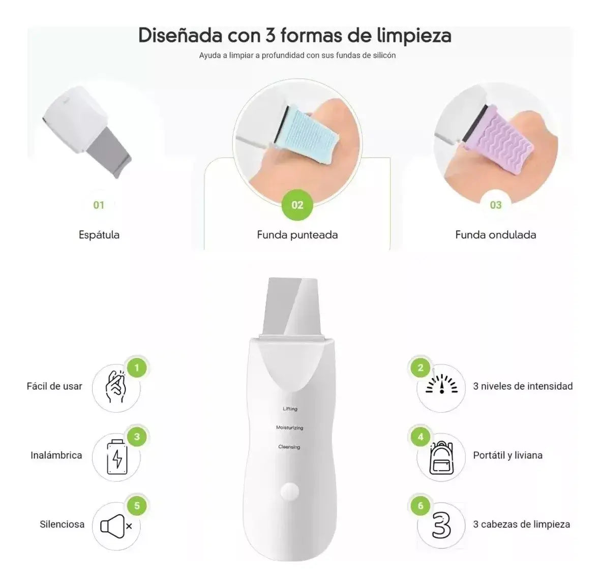Limpiador Facial Peeling Ultrasónico + Serum de REGALO